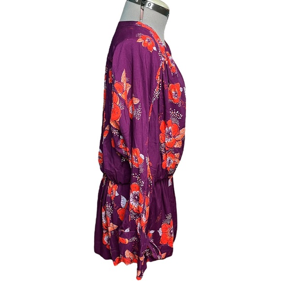 FREE People Tuscan Dream Tunic Floral Long Sleeve With Elastic Waistband Size S - Picture 8 of 11